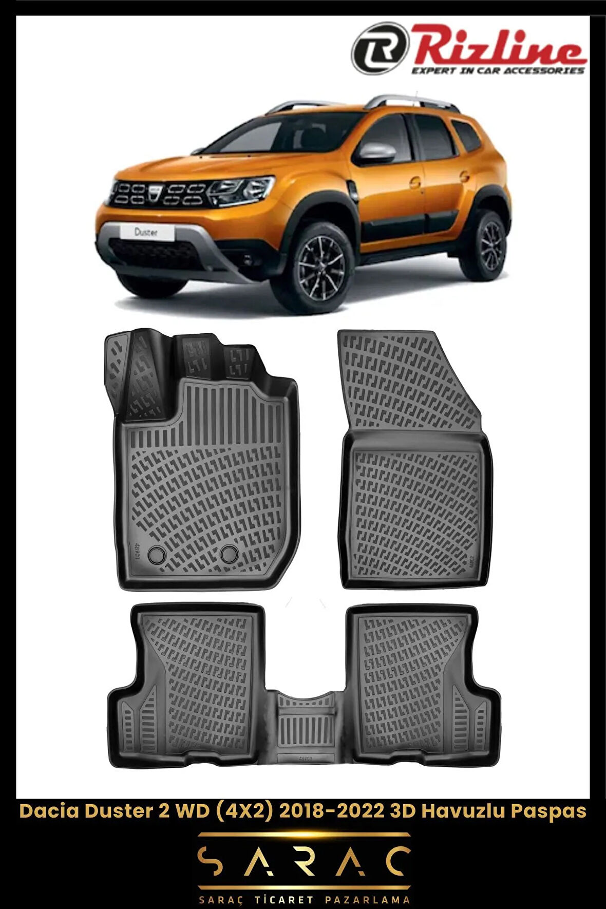 Rizline Dacia Duster 4x2 2021 Model 3D Havuzlu Paspas