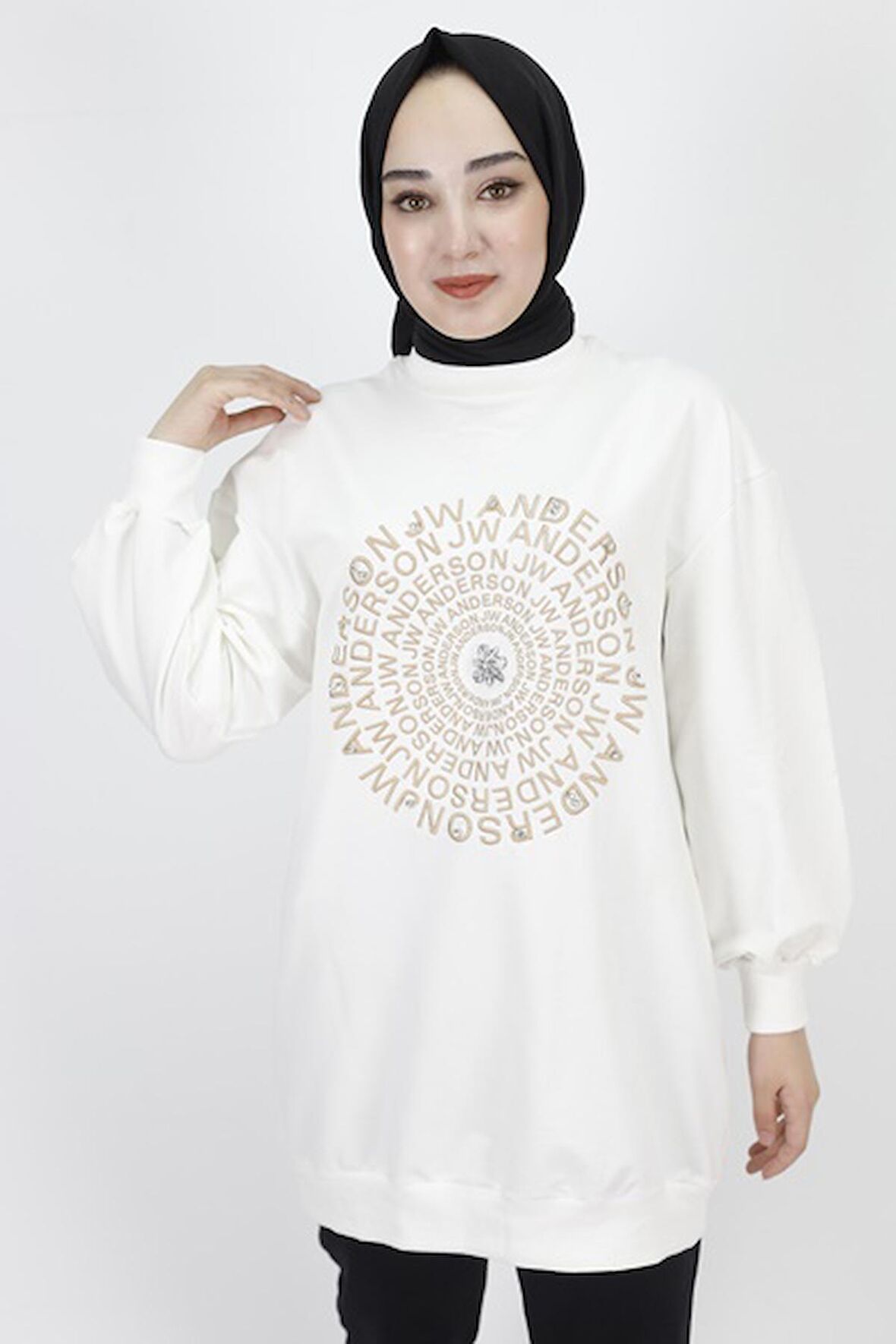 2 İp Kumaş Nakış Ve Taş Detaylı Sweatshirt