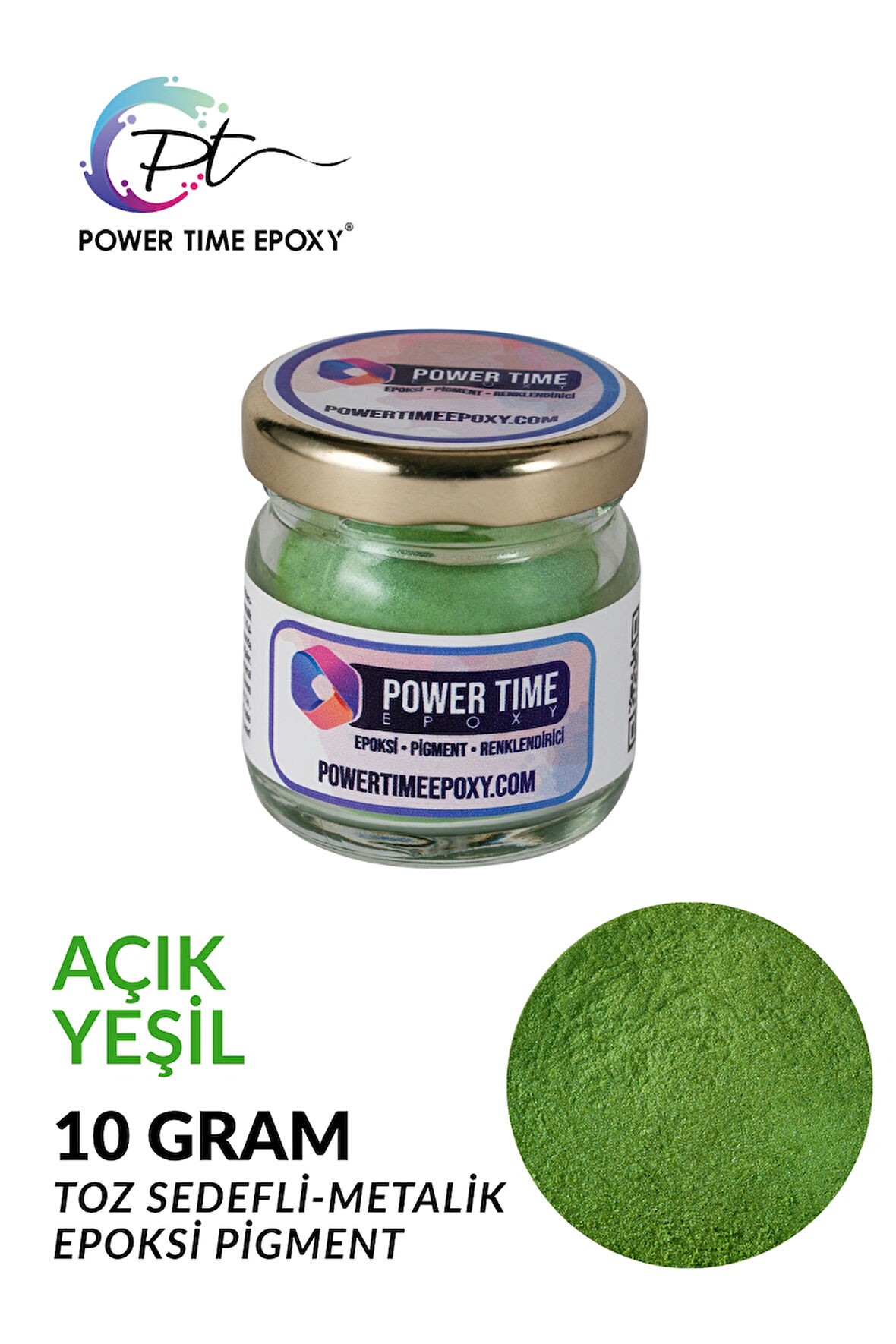 Sedefli Metalik Toz Pigment Boya / Açık Yeşil / Epoksi Için 10 GRAM