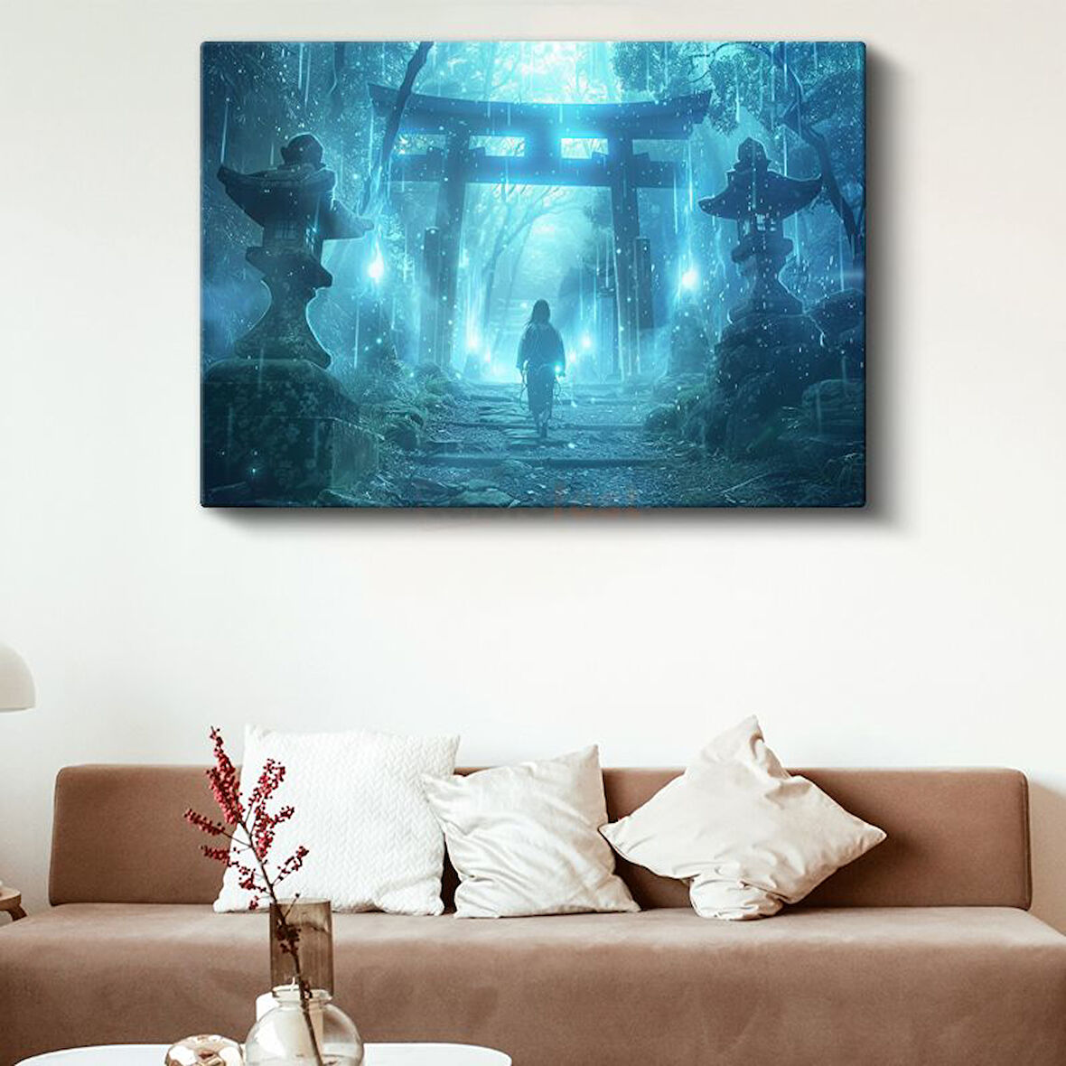 Kutsal Kapı - Mavi Orman Anime Kanvas Tablo