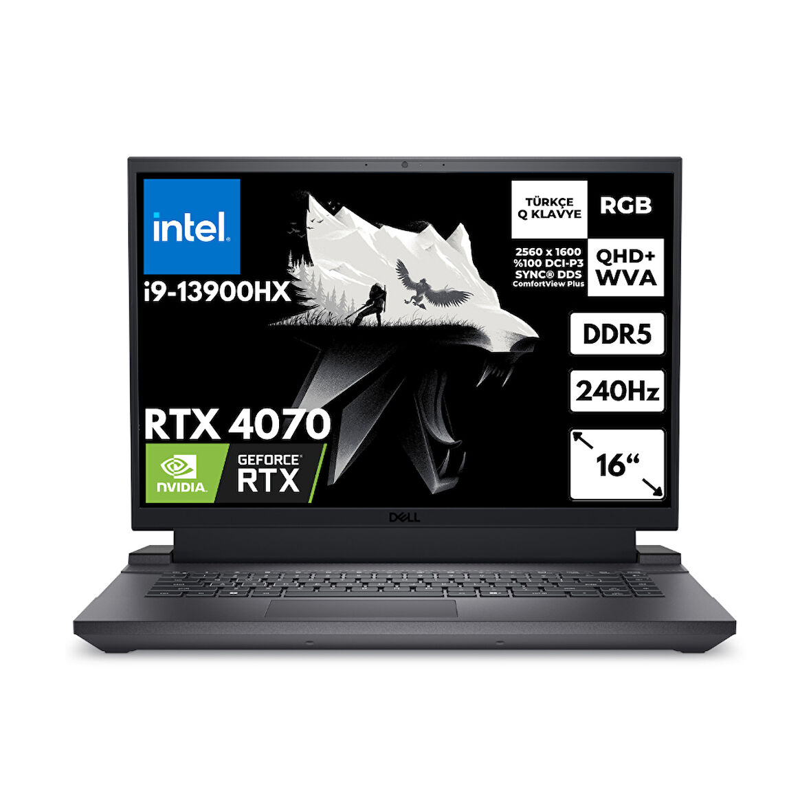 Dell G16 7630 i9-13900HX 64-GBDDR5 512 GB SSD RTX4070 (8 GB) QHD+ 16" 240Hz Windows 10 Home G76302401024UHMF79