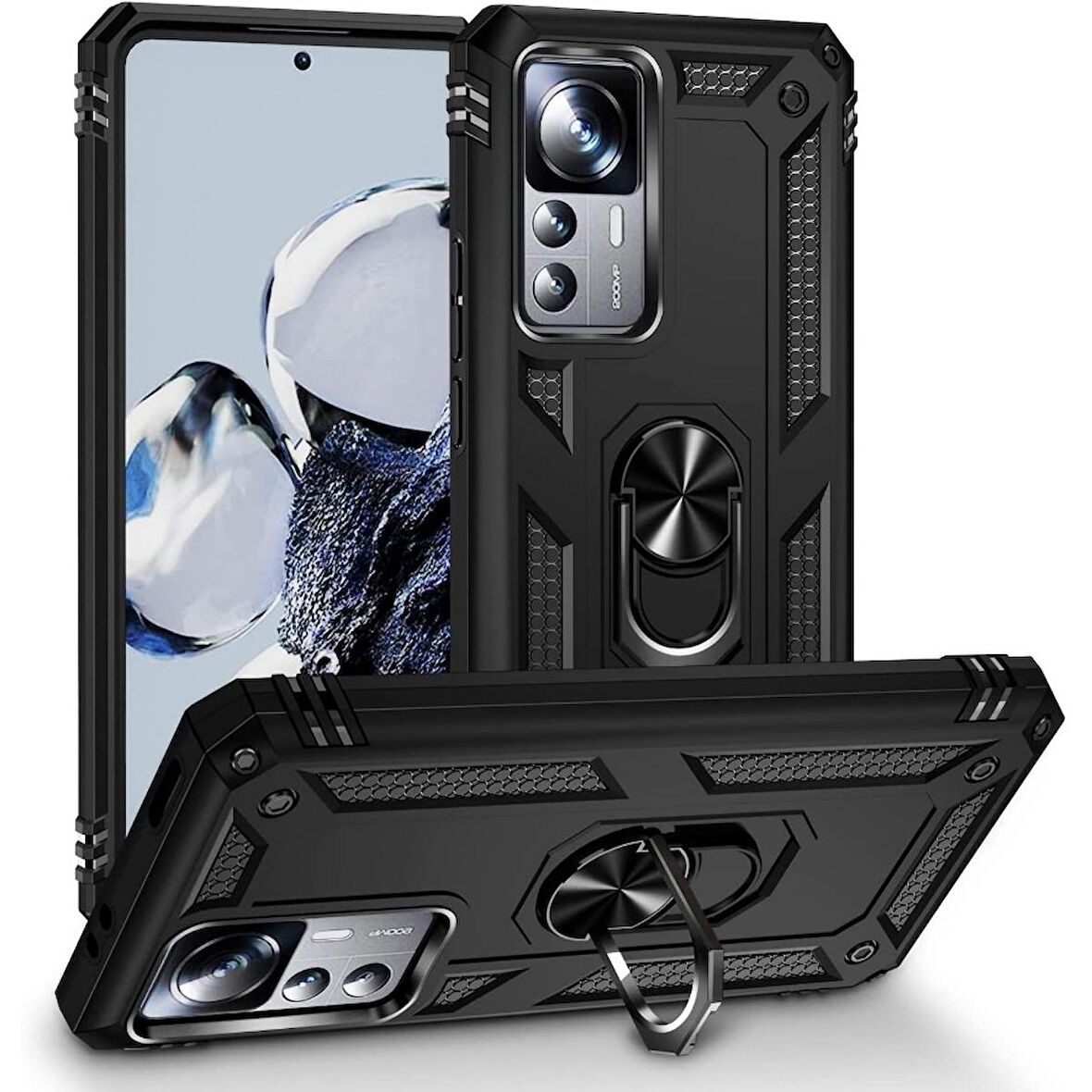 Gpack Xiaomi 12T Kılıf Vega Sert Silikon Tank Standlı Yüzüklü Mıknatıslı