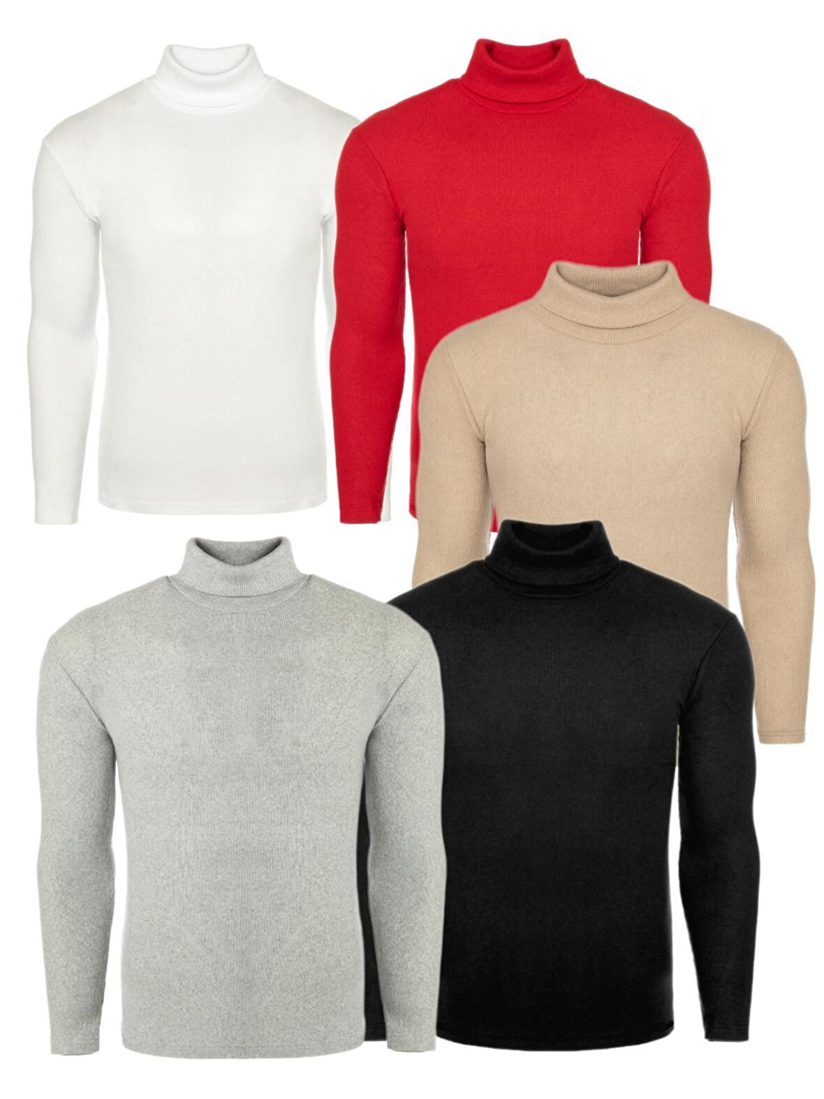 5'li Paket Erkek Boğazlı Balıkçı Triko Kazak