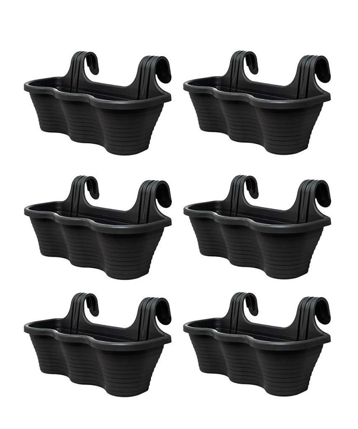 Omnipazar SO-TOM5 Tombik Askılı Balkon Saksı 10 Lt Antrasit 6 Adet