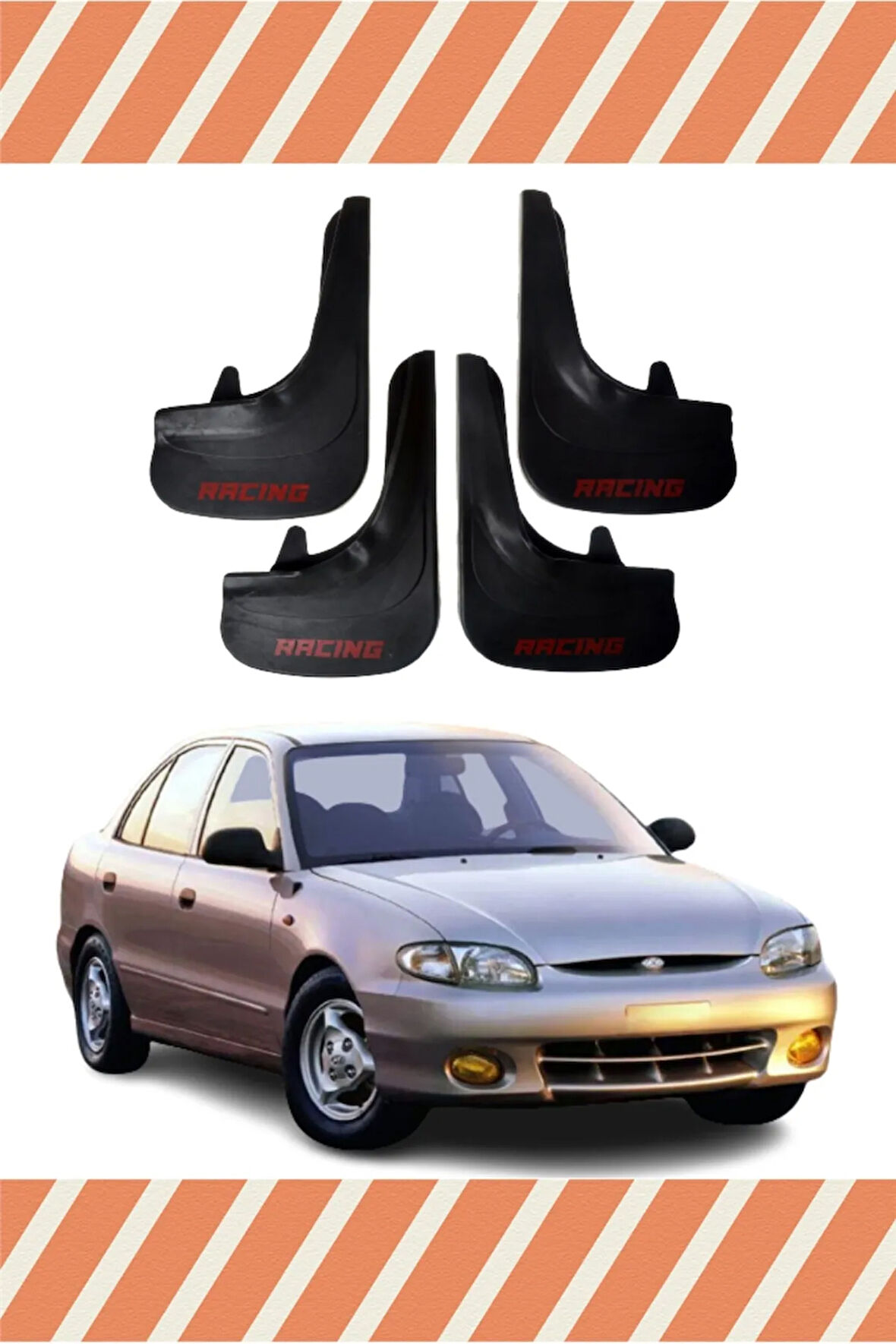Hyundai Excel tüm kasalar Racing yazılı 4’lü tozluk çamurluk paçalık