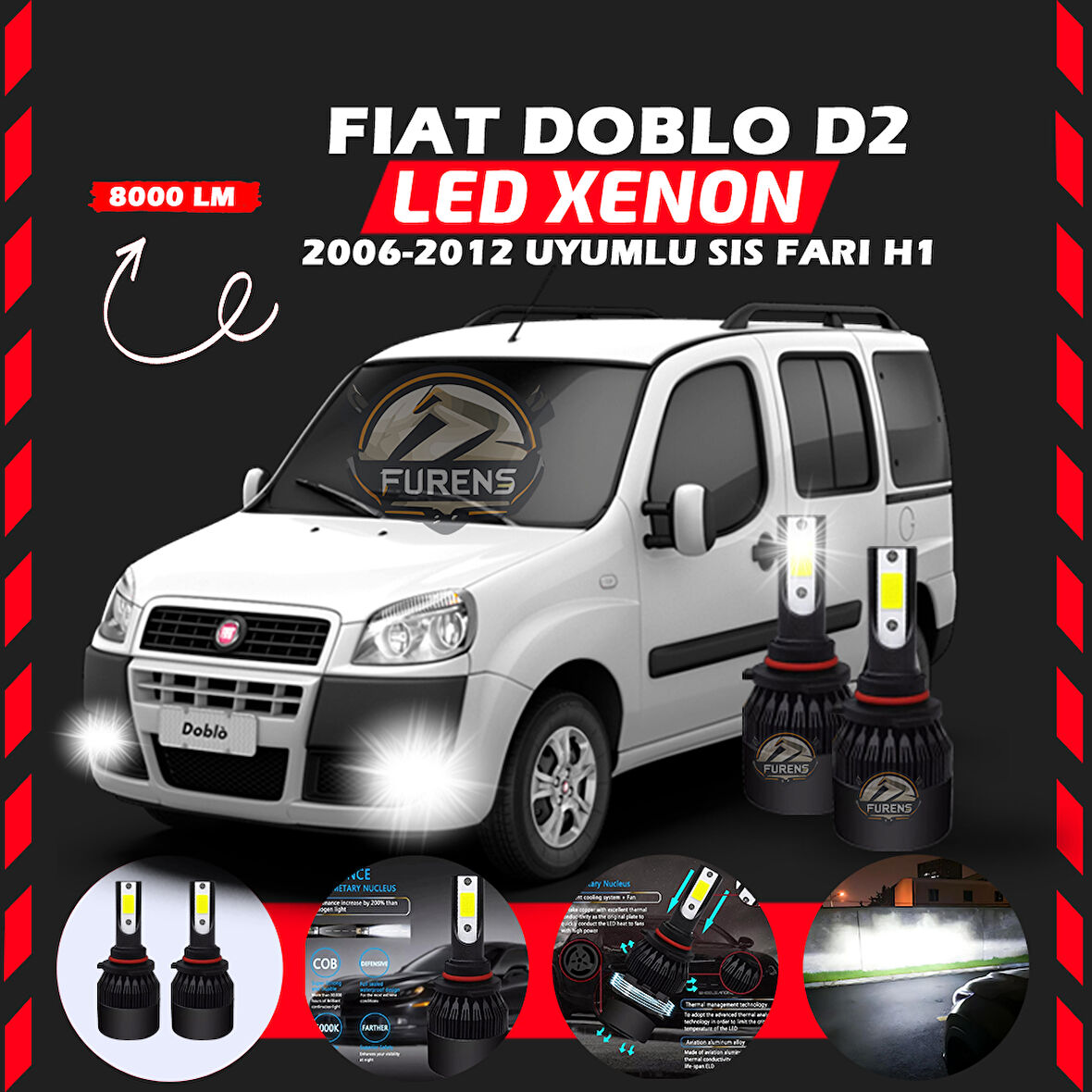 Fiat Doblo D2 2006-2012 Sis Farı Uyumlu Şimşek Etkili Led Xenon Light Series H1