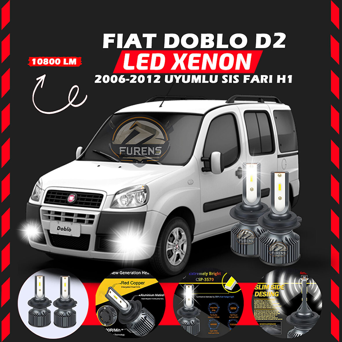 Fiat Doblo D2 2006-2012 Sis Farı Uyumlu Şimşek Etkili Led Xenon Premium Series H1