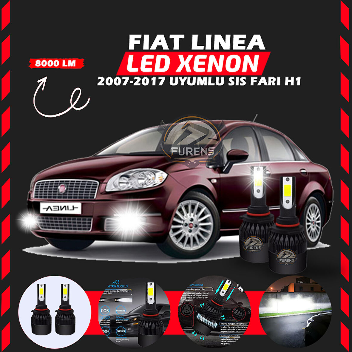 Fiat Linea 2007-2017 Sis Farı Uyumlu Şimşek Etkili Led Xenon Light Series H1