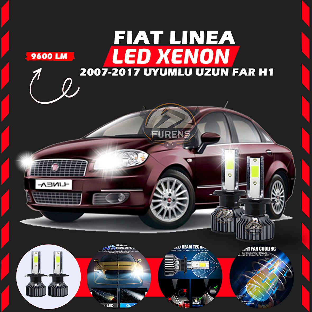 Fiat Linea 2007-2017 Uzun Far Uyumlu Şimşek Etkili Led Xenon Pro Series H1
