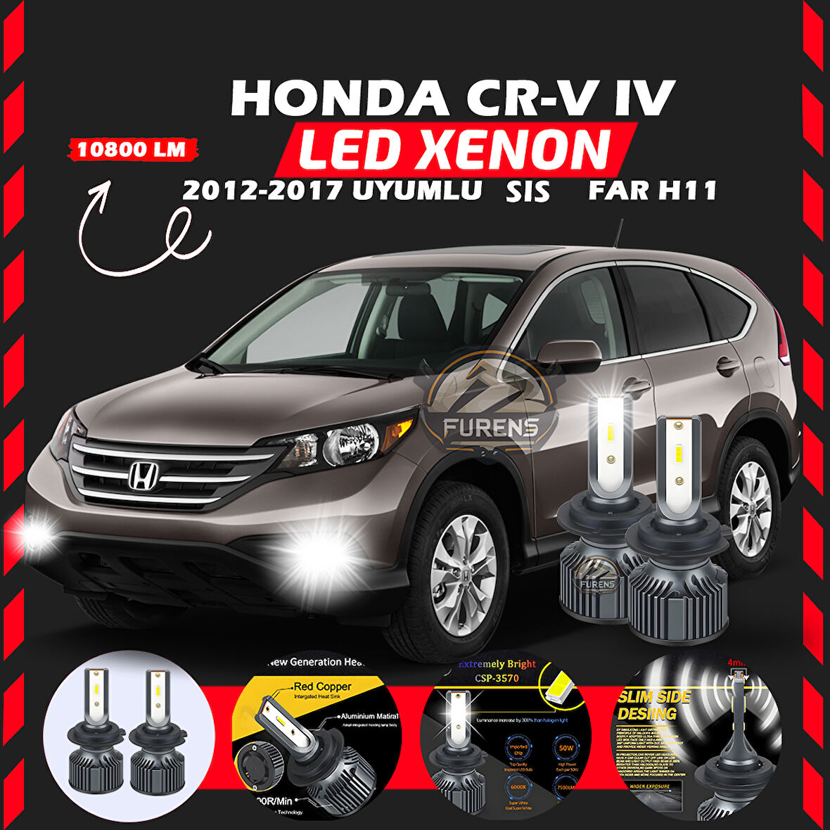 Honda CR-V 2012-2017 Sis Farı Uyumlu Şimşek Etkili Led Xenon Premium Series H11