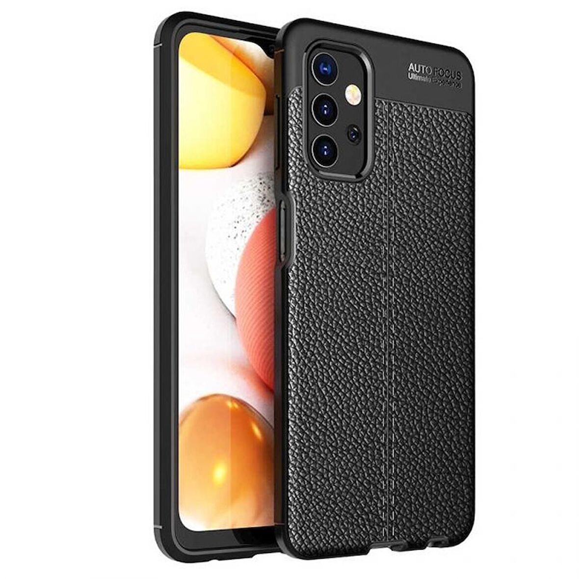 Smcase Samsung Galaxy A32 4G Kılıf Deri Dokulu Silikon   Nano Ekran Koruyucu