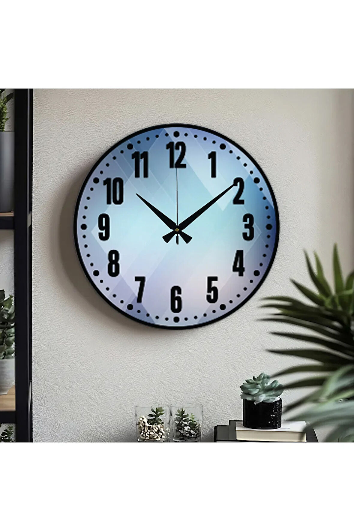 Dekoratif Türkçe Rakamlı UV Baskılı Duvar Saati (Sessiz) Akar Mekanizma Metal Akrep Yelkovan