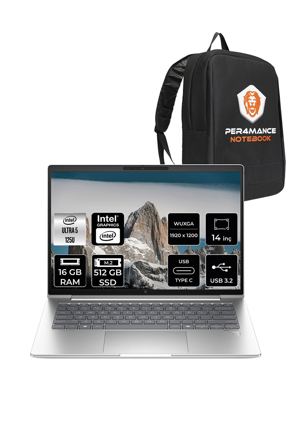 HP EliteBook 640 G11 İntel Core Ultra 5 125U 16GB 512GB SSD 14'' WUXGA FDOS A23E1EA & PER4 ÇANTA