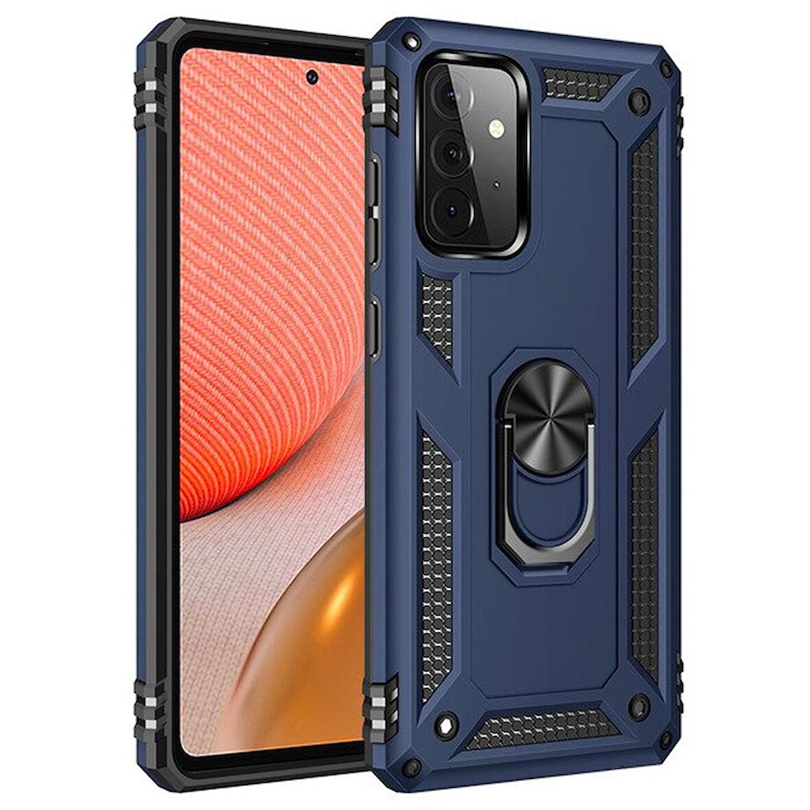 Smcase Samsung Galaxy A72 Kılıf Vega Yüzüklü Tank Kapak 