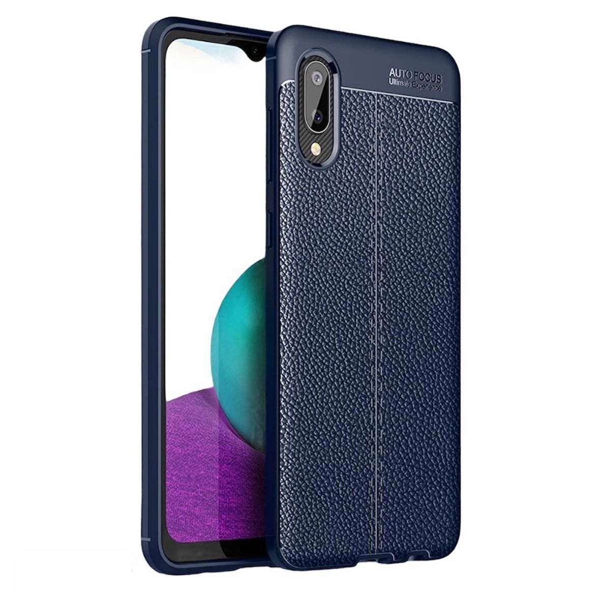 Smcase Samsung Galaxy A02 Kılıf Deri Dokulu Silikon 