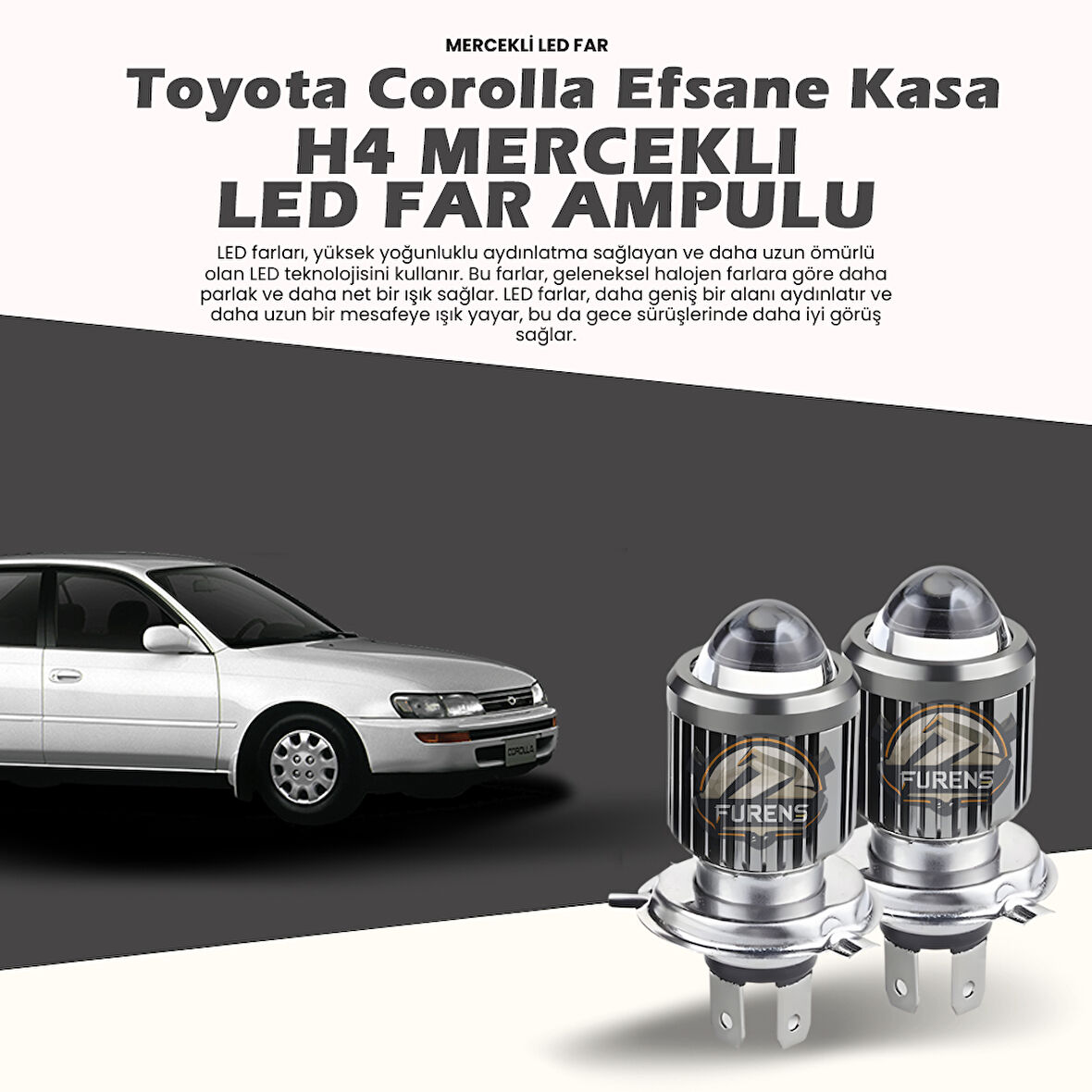 Toyota Corolla Efsane Kasa Uyumlu Mercek Led Xenon Şimşek Etkili Çift Renk