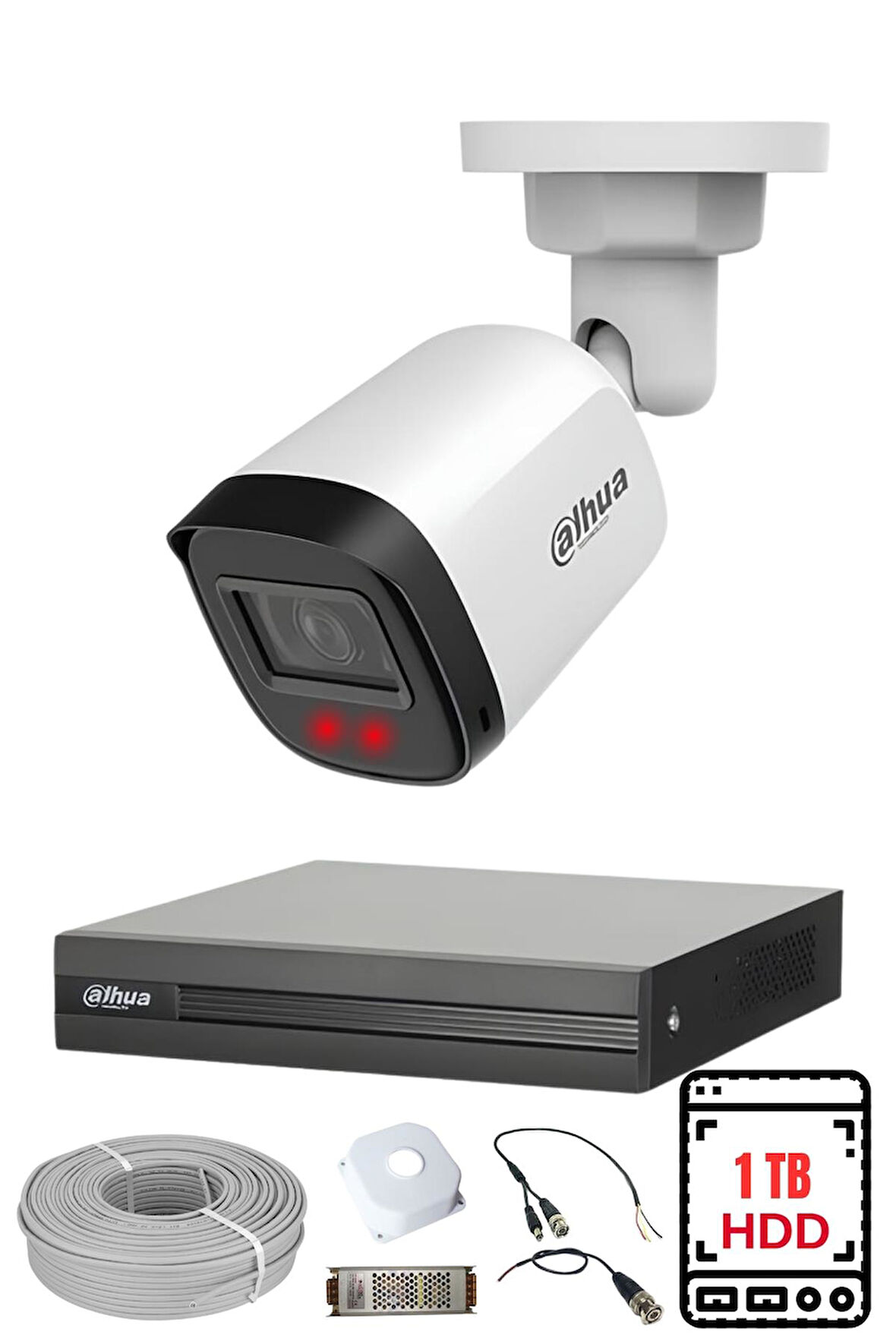FURY DAHUA 1 Kameralı Gece Görüşlü Su Geçirmez FULL HD Güvenlik Kamerası Seti 1TB