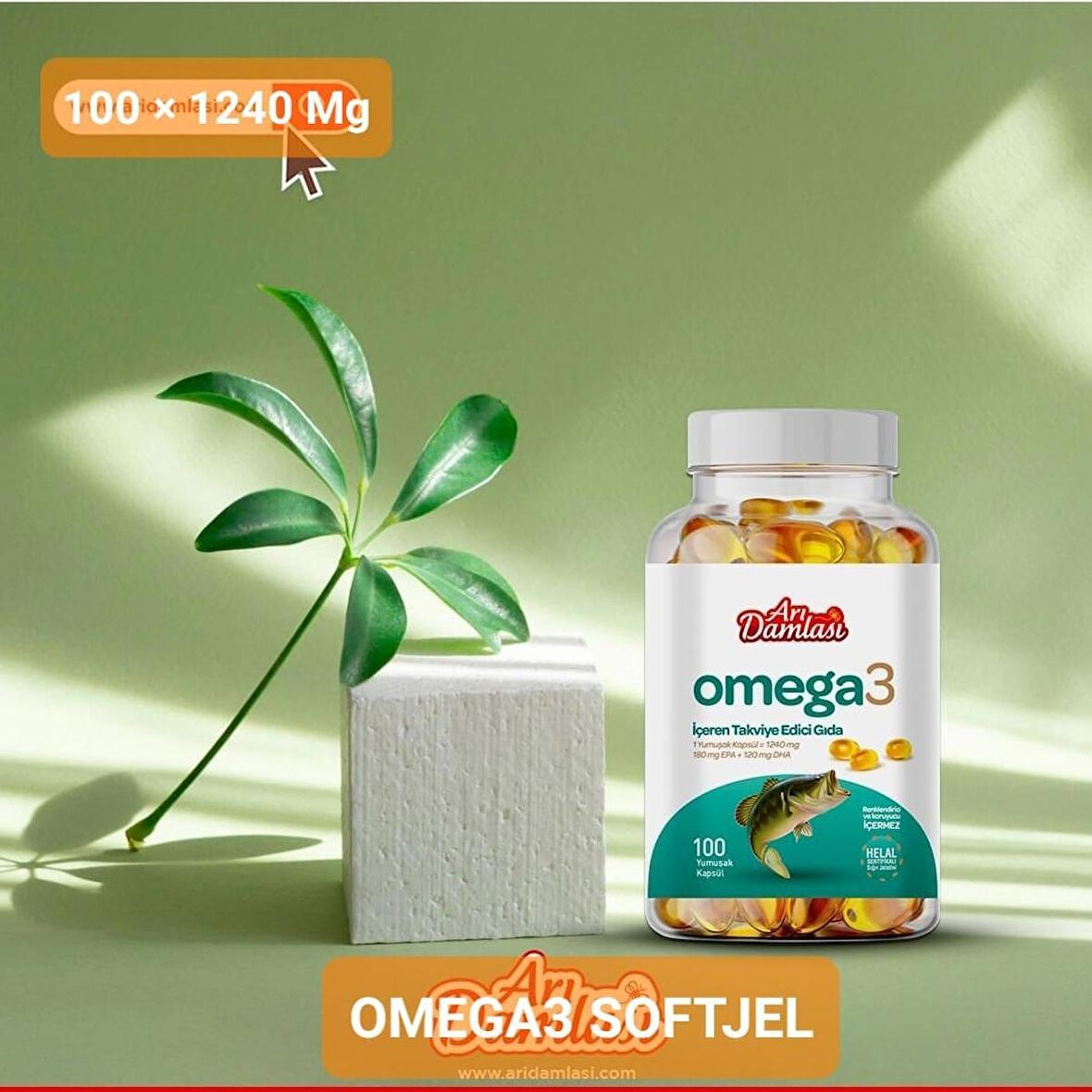 Arı damlası Omega 3 1240 mg X 100 Adet Yumuşak Kapsül