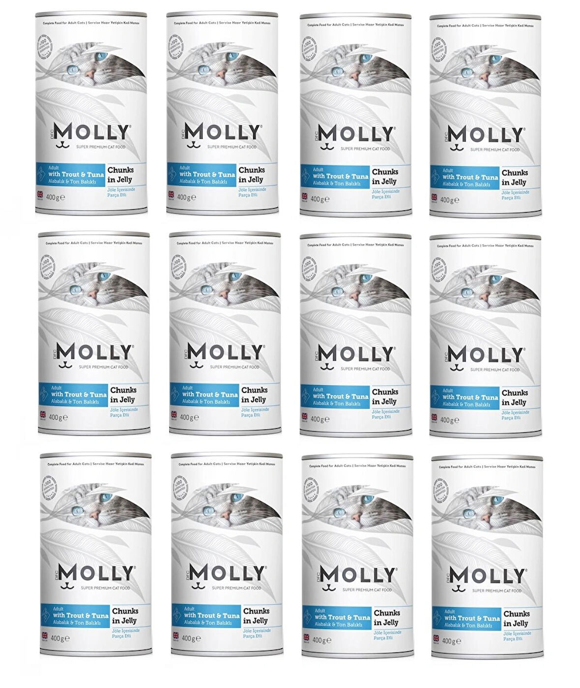 Molly Alabalıklı ve Ton Balıklı Jöleli Kedi Konservesi 400 Gr. X 12 Adet