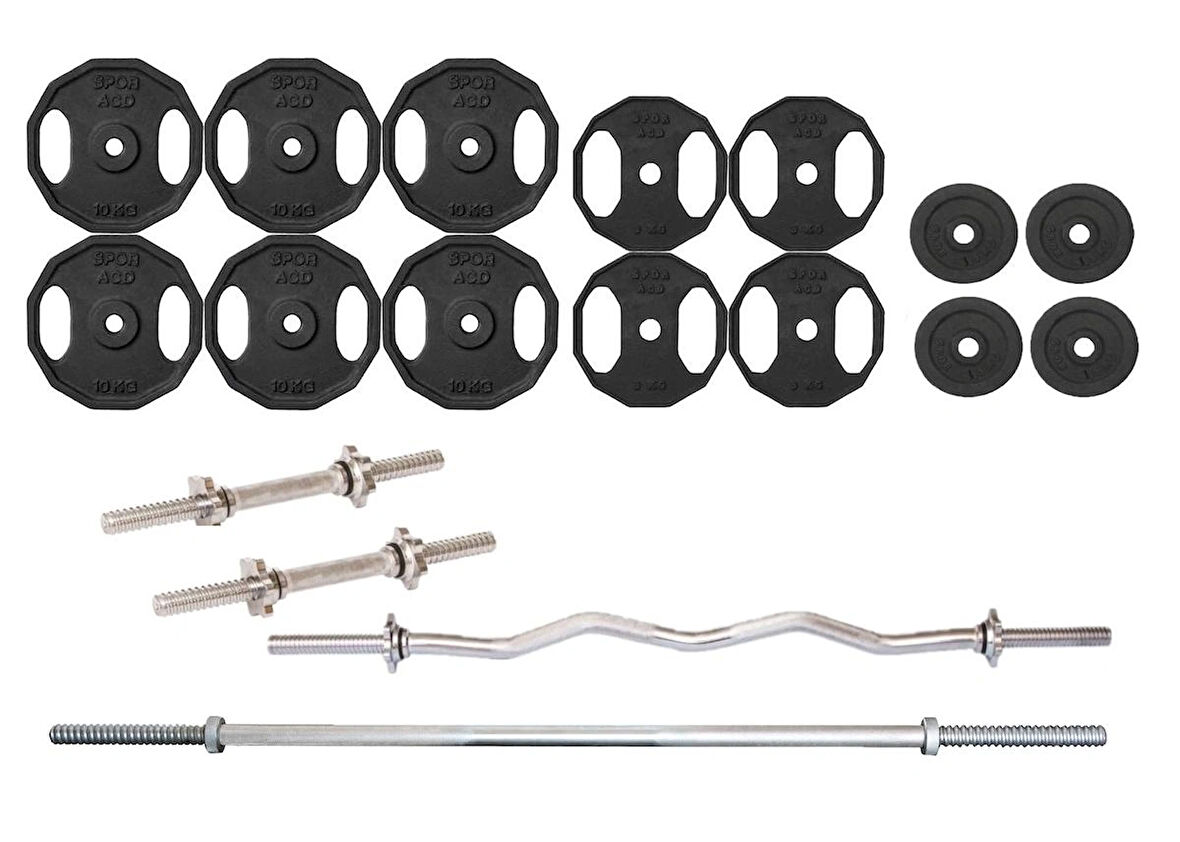105 Kg Döküm 180 Cm Vidalı Z Barlı Ağırlık Halter Dambıl Set