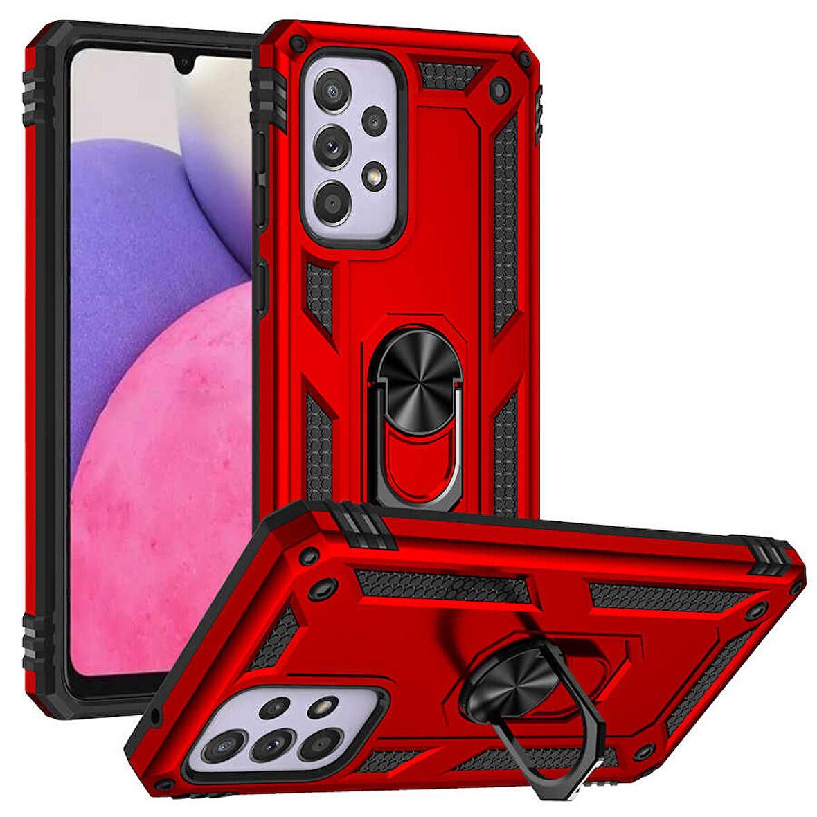 Smcase Samsung Galaxy A73 Kılıf Vega Yüzüklü Tank Kapak