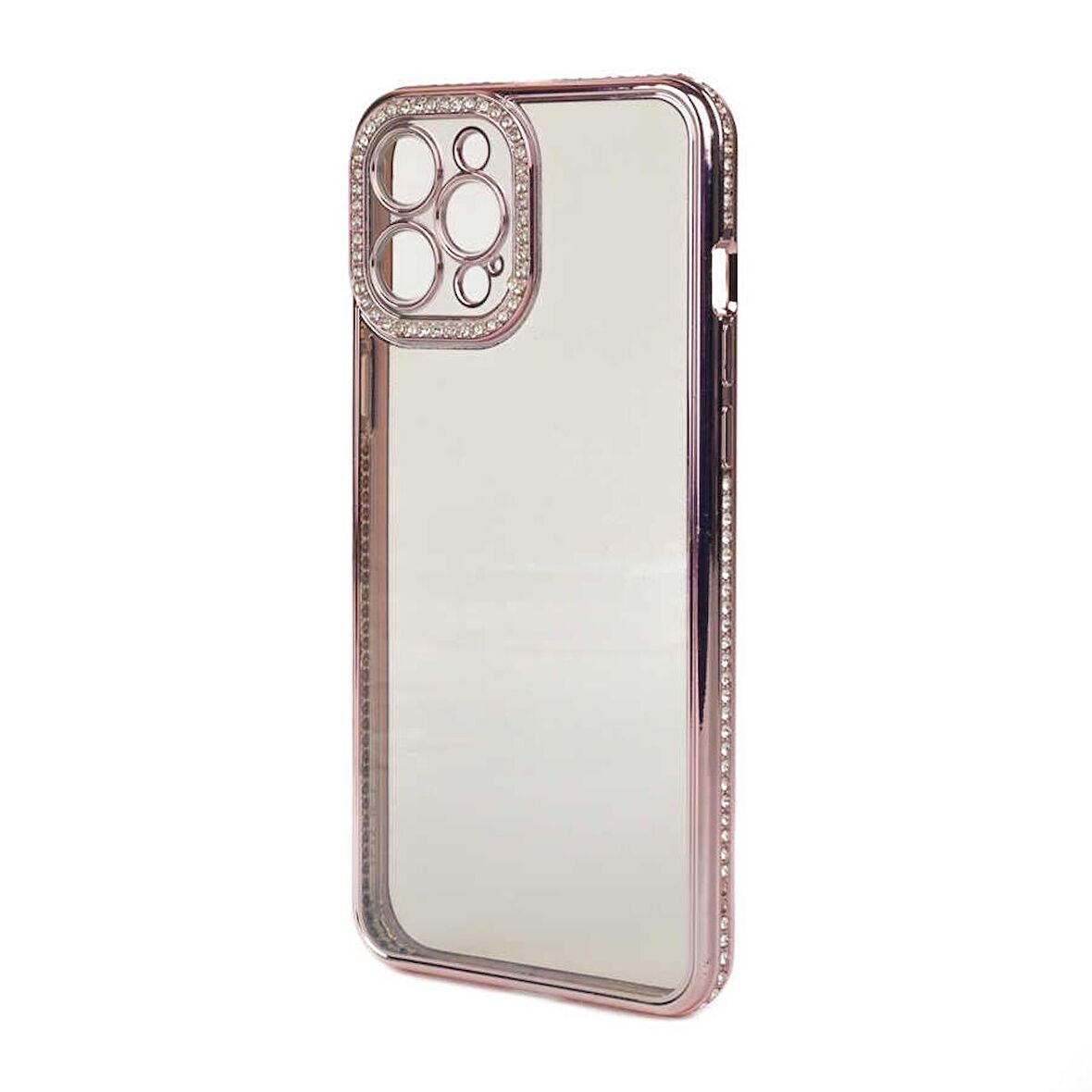 Smcase iPhone 13 Pro Max Kılıf Kamera Korumalı Taşlı Mina Lazer Kapak