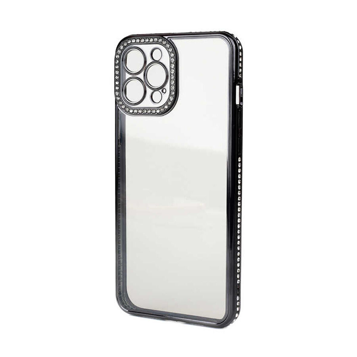 Smcase iPhone 13 Pro Kılıf Kamera Korumalı Taşlı Mina Lazer Kapak