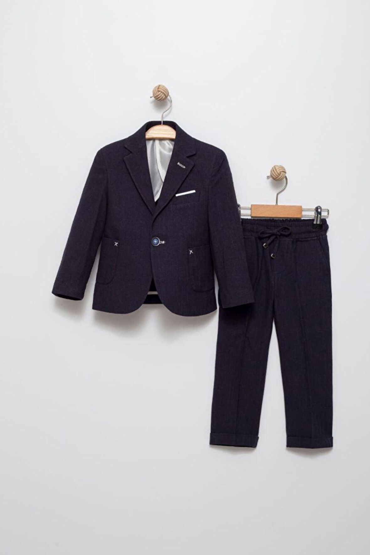 Erkek Çocuk Lacivert Spor Takım Elbise Ceket Pantolon Takım