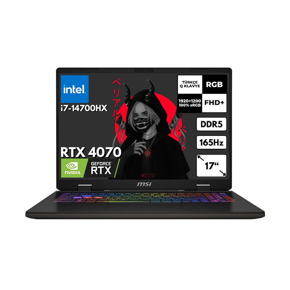 MSI Sword 17 HX i7-14700HX 48 -GBDDR5 4 TBSSD RTX4070 (8 GB) 17" FHD+ 165Hz Windows 11 Pro B14VGKG-054XTRHMF28