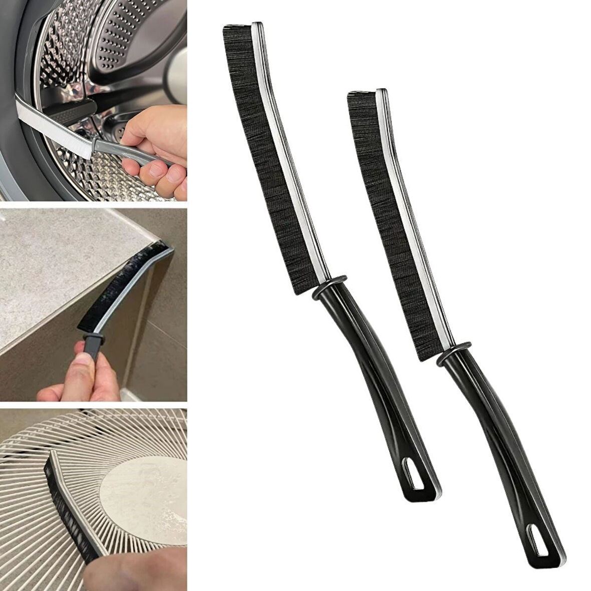 caselka® 2li Çok Amaçlı Multi Ince Temizlik Fırçası Derz Arası Banyo Mutfak Lavabo Detay Temizleme Fırçası