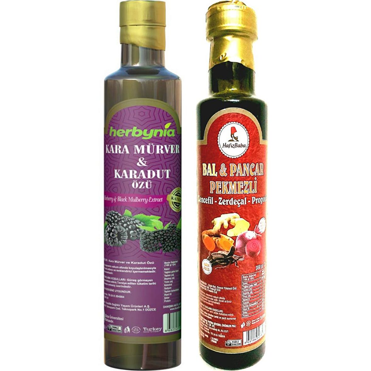 Karamürver&Karadut Özü 680 ml- Bal&Pancar Pekmezli Zencefil Zerdeçal Propolis Karışımı 350 ml