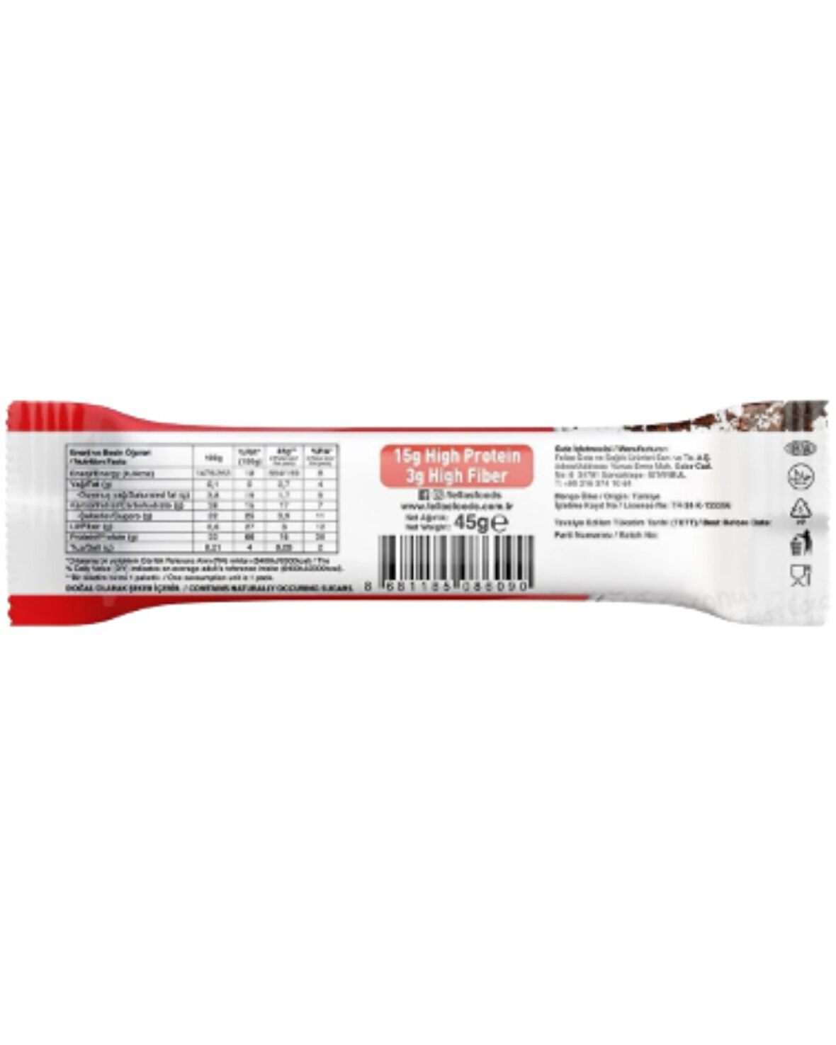 Yüksek Protein Bar - Hindistan Cevizli ve Kakaolu 45g