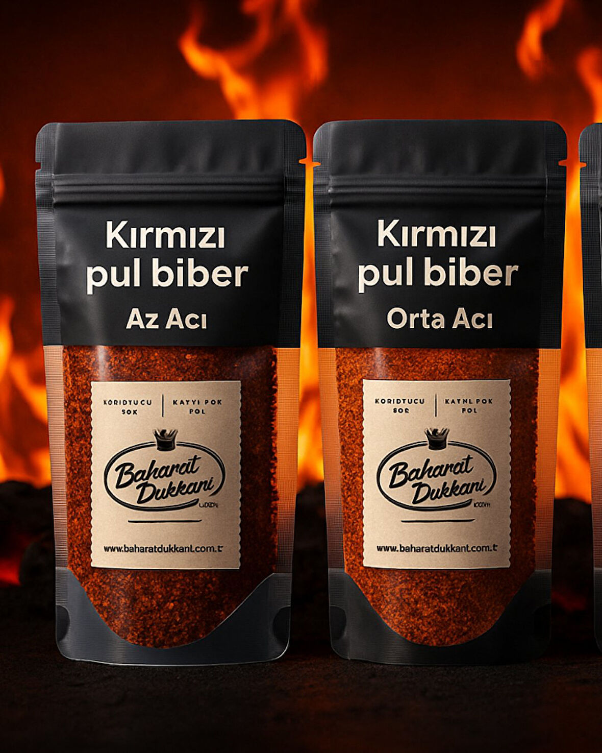 Alev Denge Seti (Az,Orta,Çok,Ekstra Acı) Kırmızı Pul Biber 4'lü Set