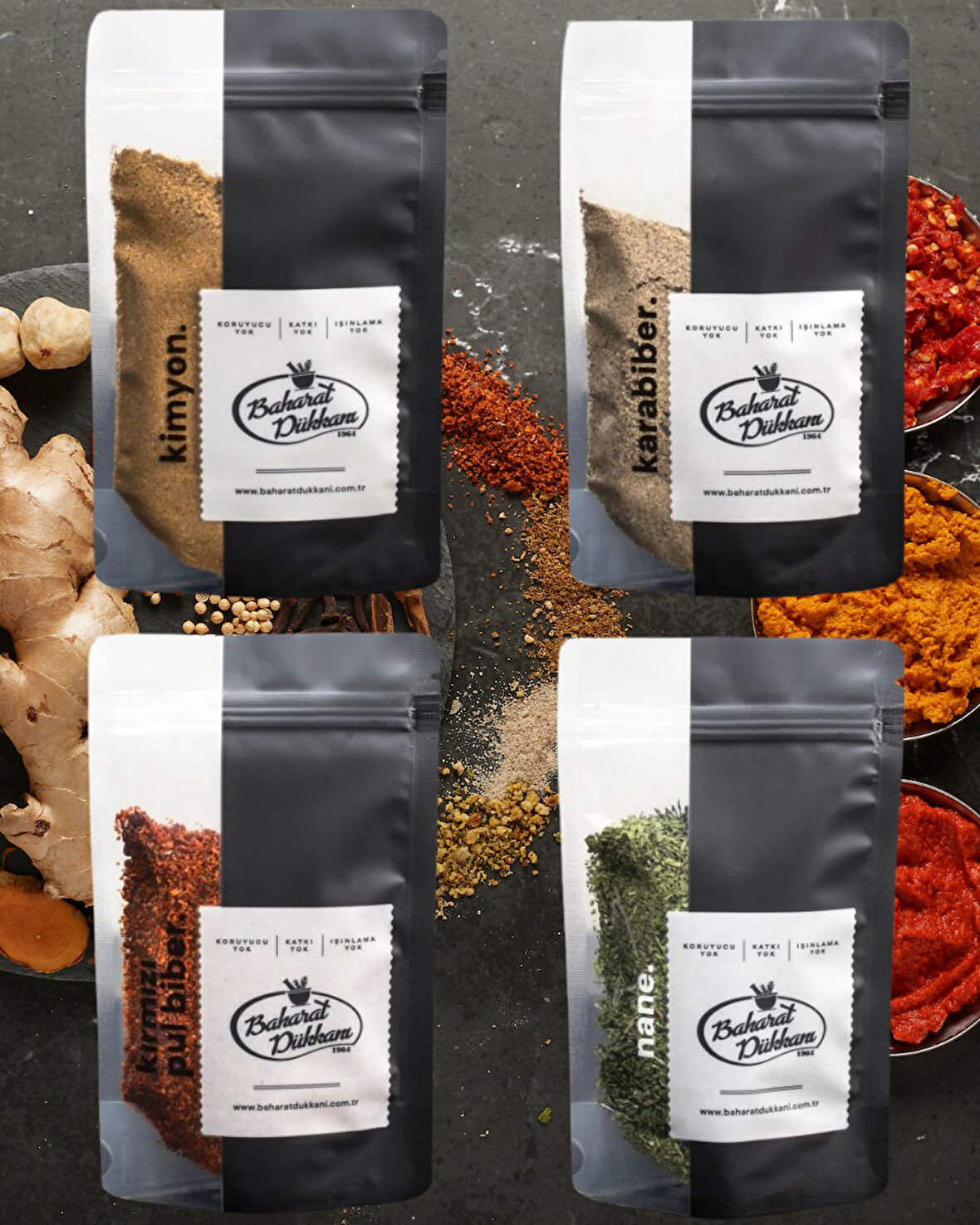 Klasik Lezzet Kutusu (Kimyon, karabiber, kırmızı biber, nane) 4'lü Set