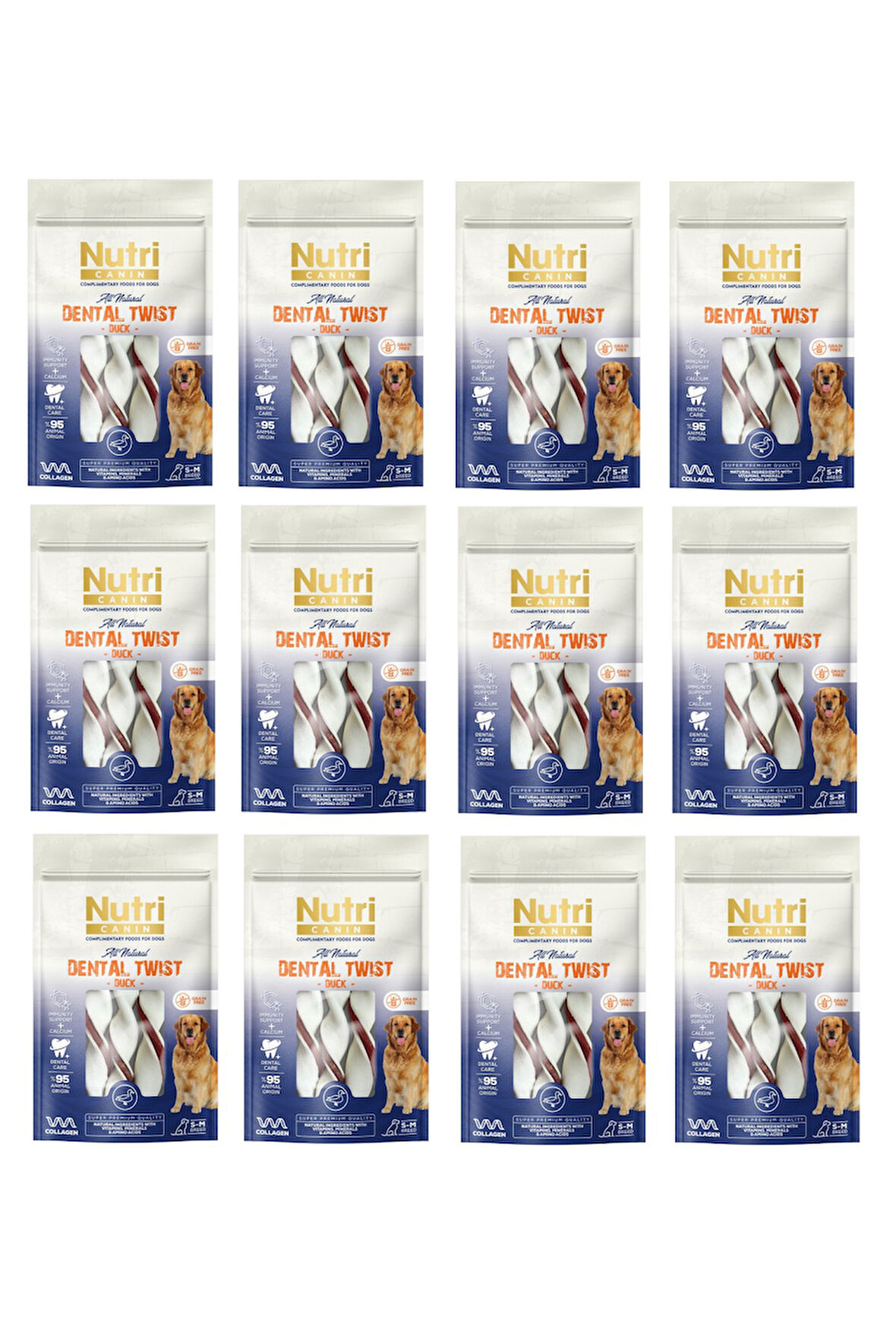 Nutri Canin Dental Twist Ördekli S-M Irk İçin Köpek Ödülü 80 Gr. X 12 Adet