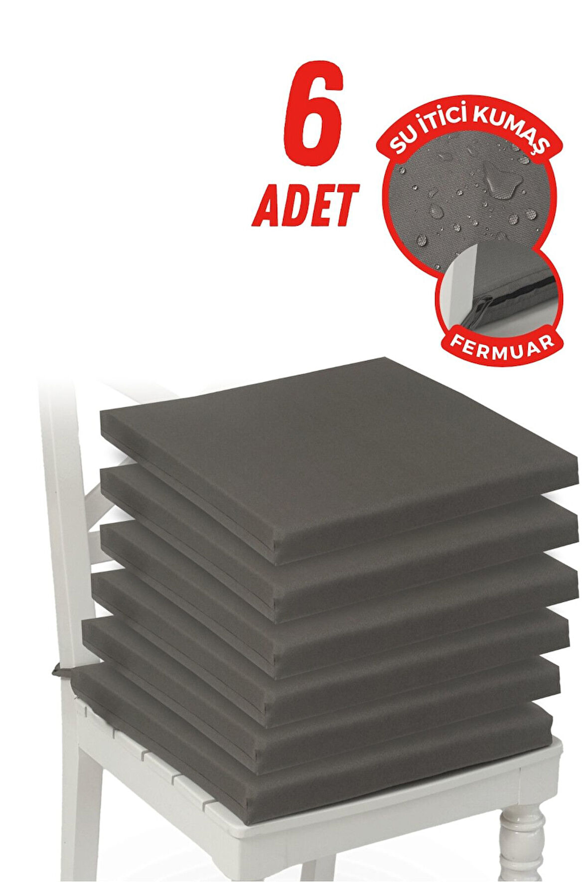 4'lı Sandalye Minderi Su İtici Kumaş 40x40 cm Sünger Sandalye Minderi Bağcıklı