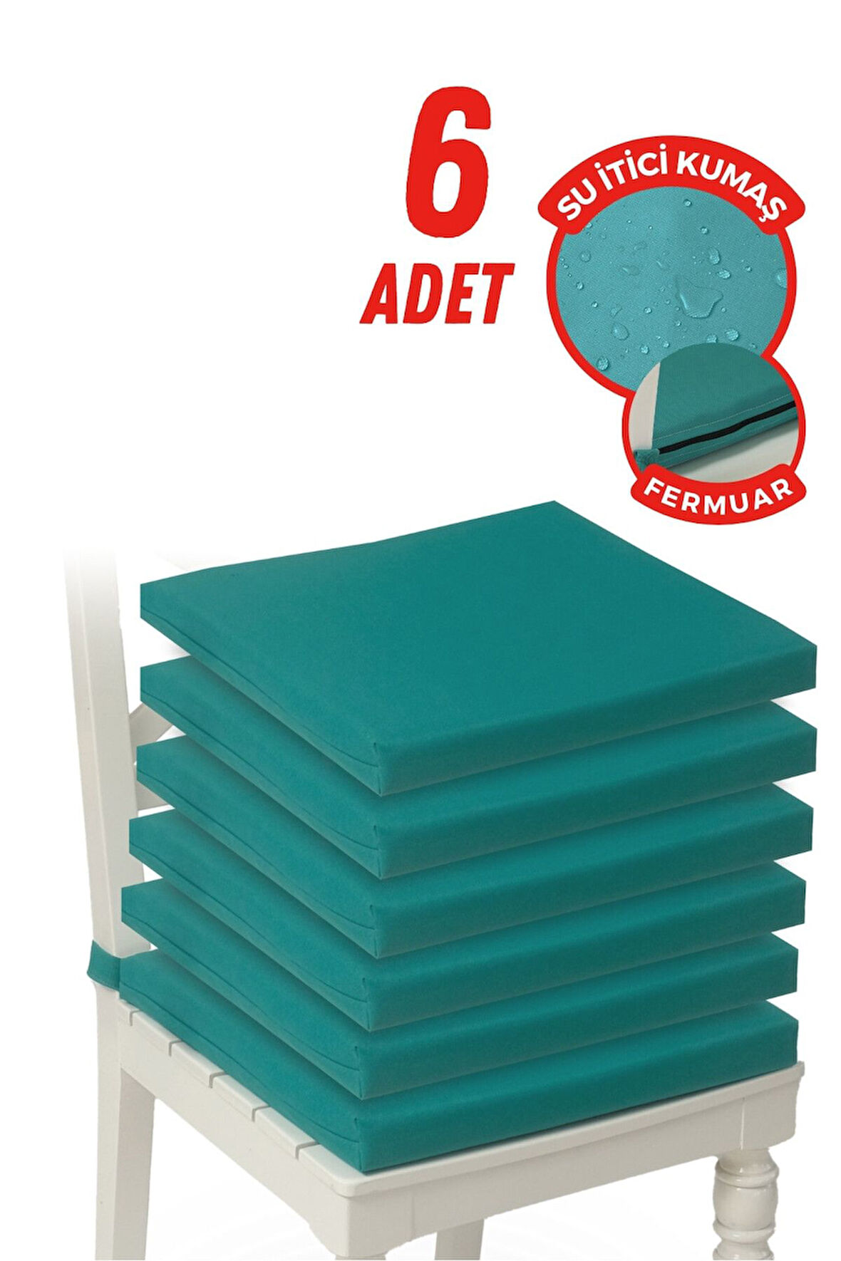 4'lı Sandalye Minderi Su İtici Kumaş 40x40 cm Sünger Sandalye Minderi Bağcıklı