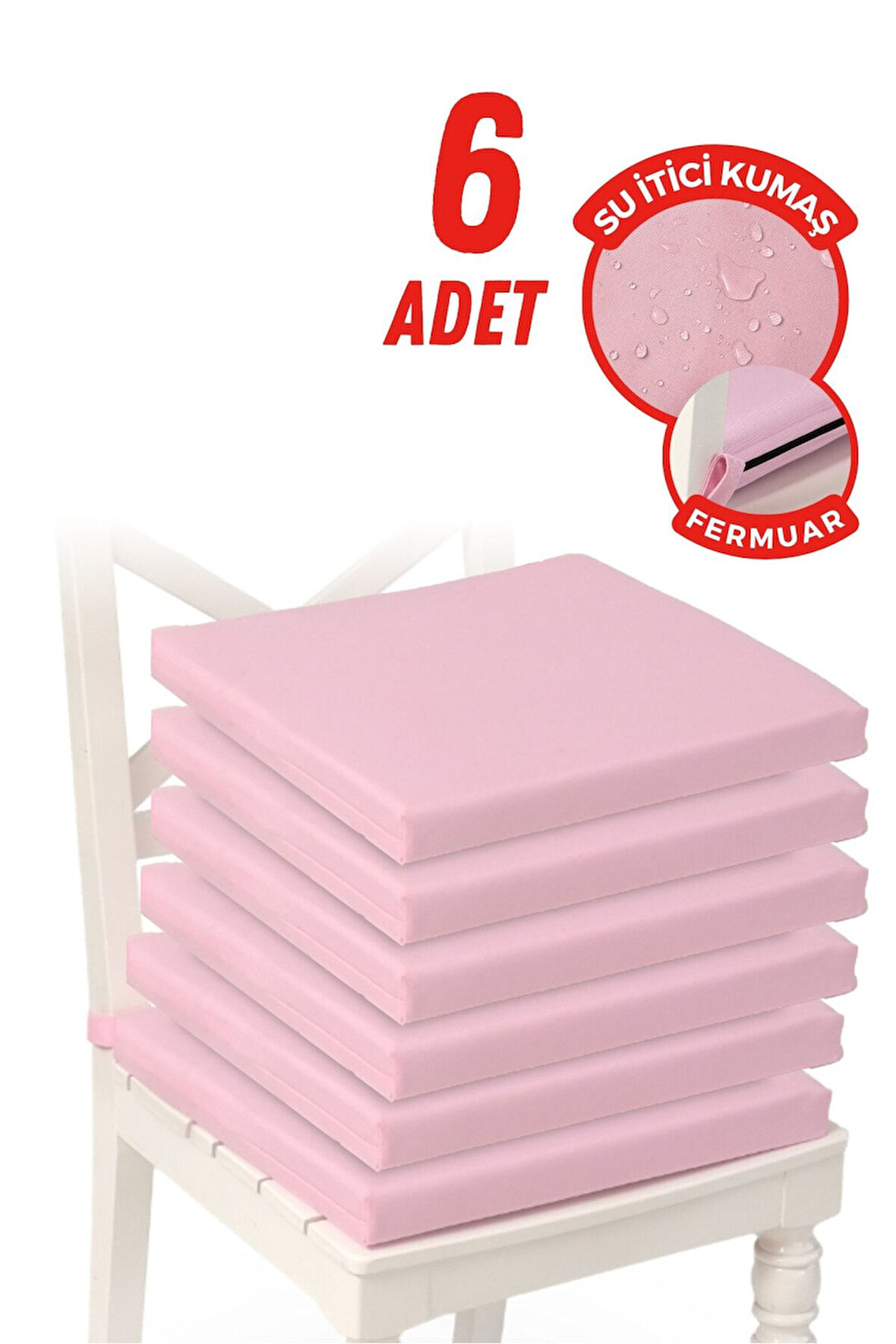 4'lı Sandalye Minderi Su İtici Kumaş 40x40 cm Sünger Sandalye Minderi Bağcıklı