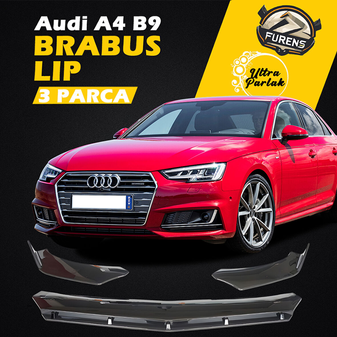 Audi A4 B9 2016-2021 Uyumlu Brabus Ön Lip 3 Parça Kanatlı Lip