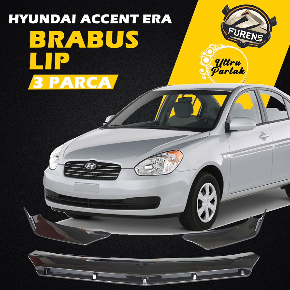 Hyundai Accent Era Uyumlu Brabus Ön Lip 3 Parça Kanatlı Lip