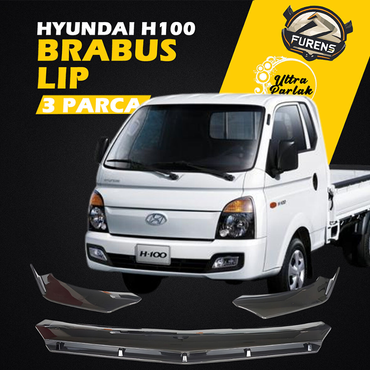 Hyundai H100 Uyumlu Brabus Ön Lip 3 Parça Kanatlı Lip