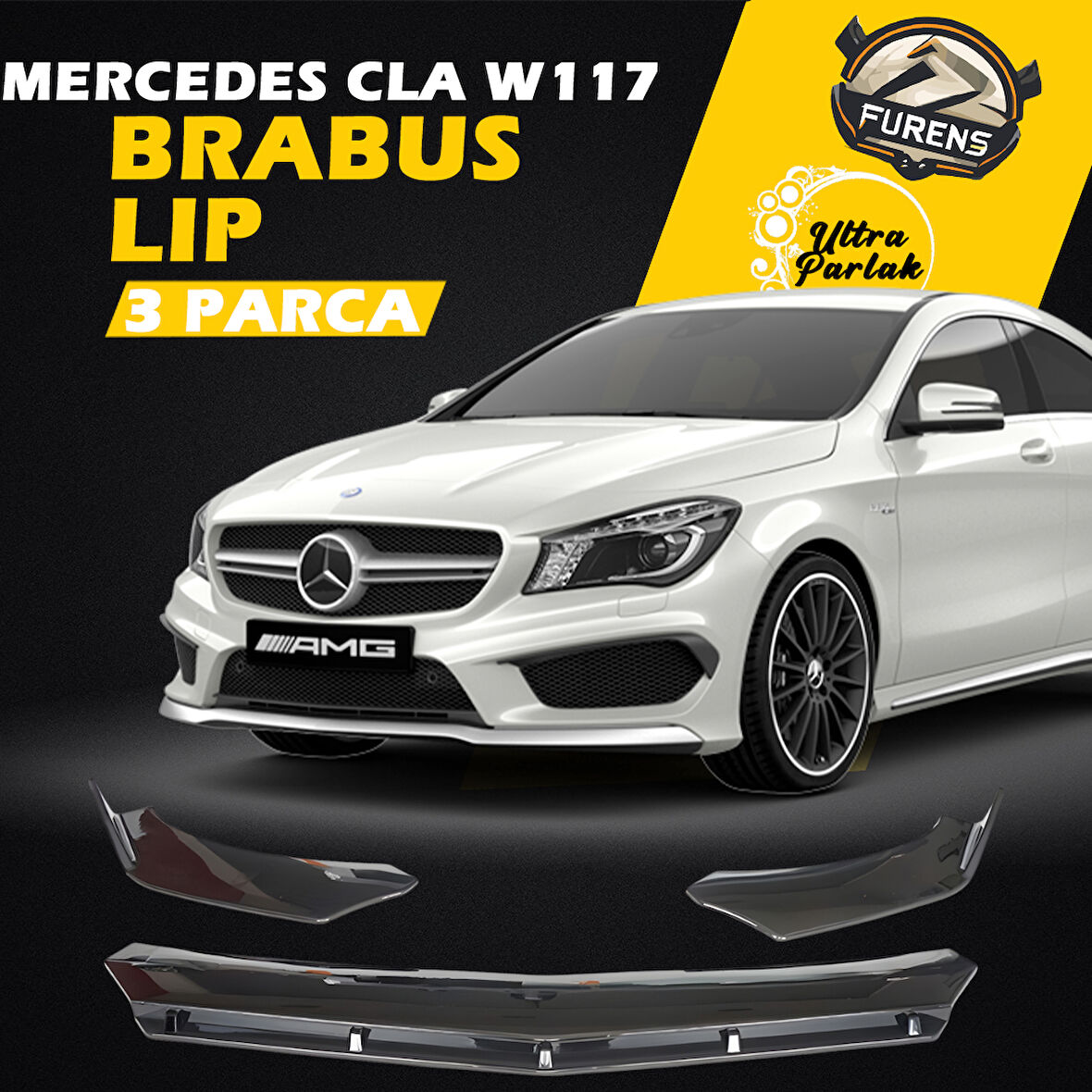 Mercedes Benz Cla W117 2013-2017 Uyumlu Brabus Ön Lip 3 Parça Kanatlı Lip