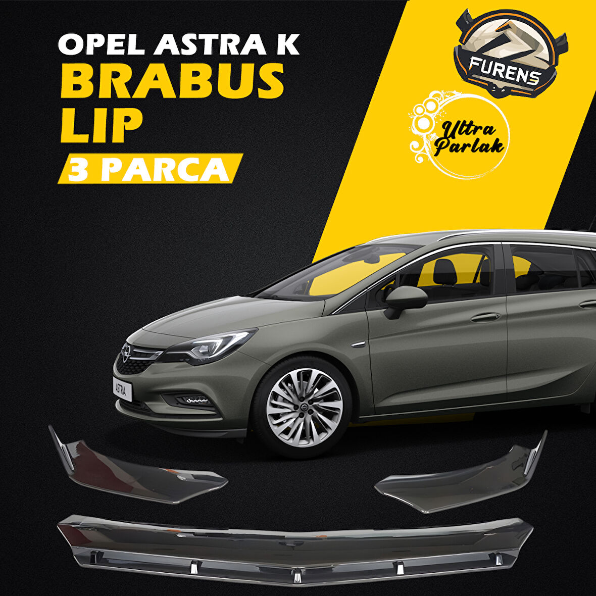 Opel Astra K Uyumlu Brabus Ön Lip 3 Parça Kanatlı Lip