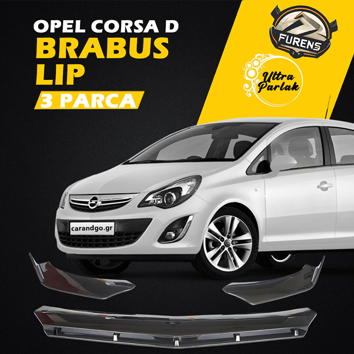 Opel Corsa D 2006-2014 Uyumlu Brabus Ön Lip 3 Parça Kanatlı Lip