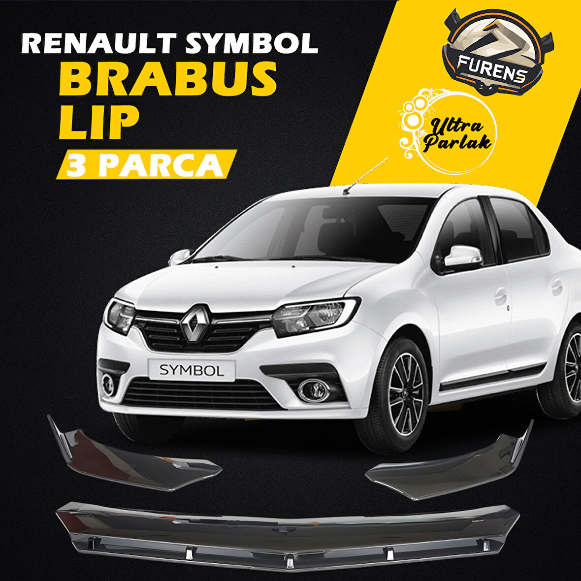 Renault Symbol 2013-2020 Uyumlu Brabus Ön Lip 3 Parça Kanatlı Lip