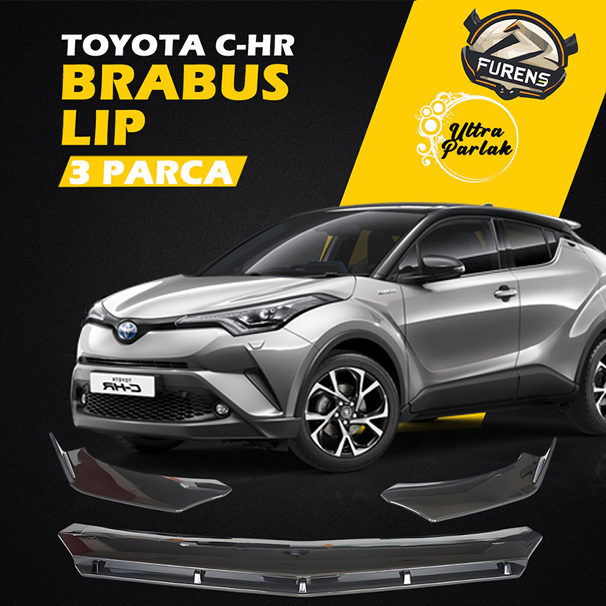 Toyota C-HR 2016-2020 Uyumlu Brabus Ön Lip 3 Parça Kanatlı Lip