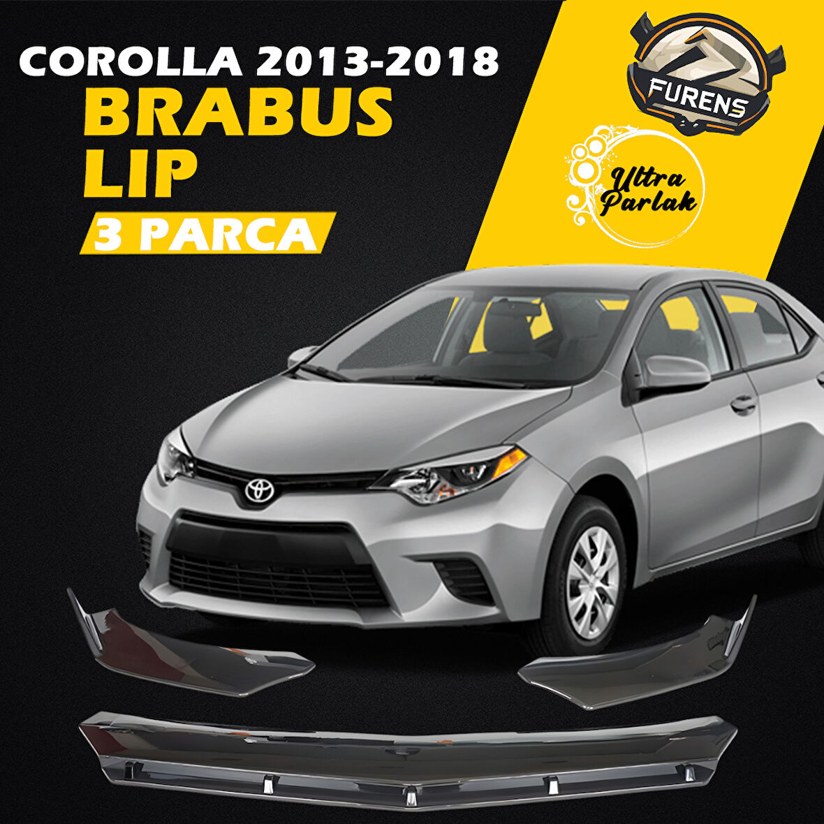 Toyota Corolla 2013-2018 Uyumlu Brabus Ön Lip 3 Parça Kanatlı Lip