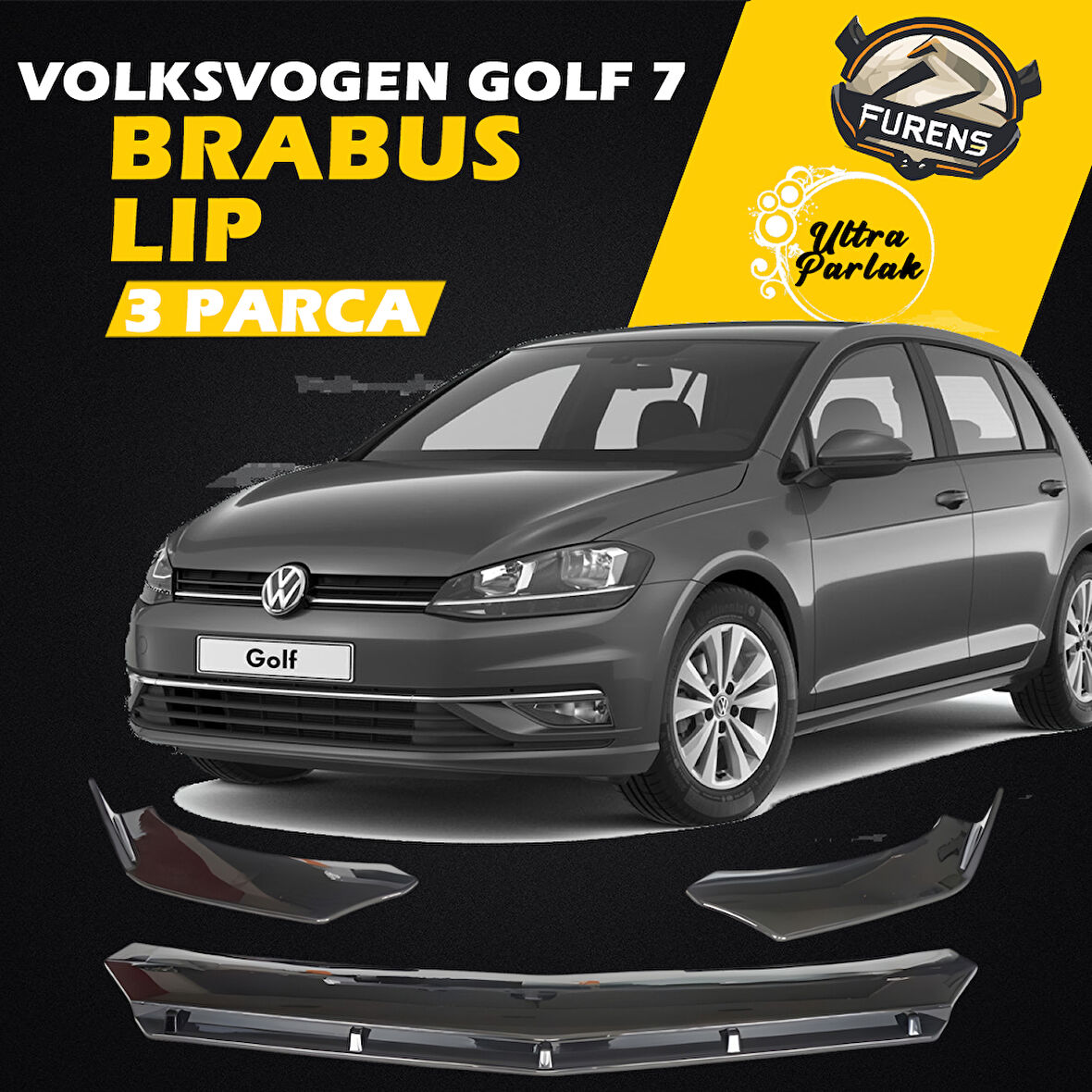 Vw Golf 7 7.5 Uyumlu Brabus Ön Lip 3 Parça Kanatlı Lip