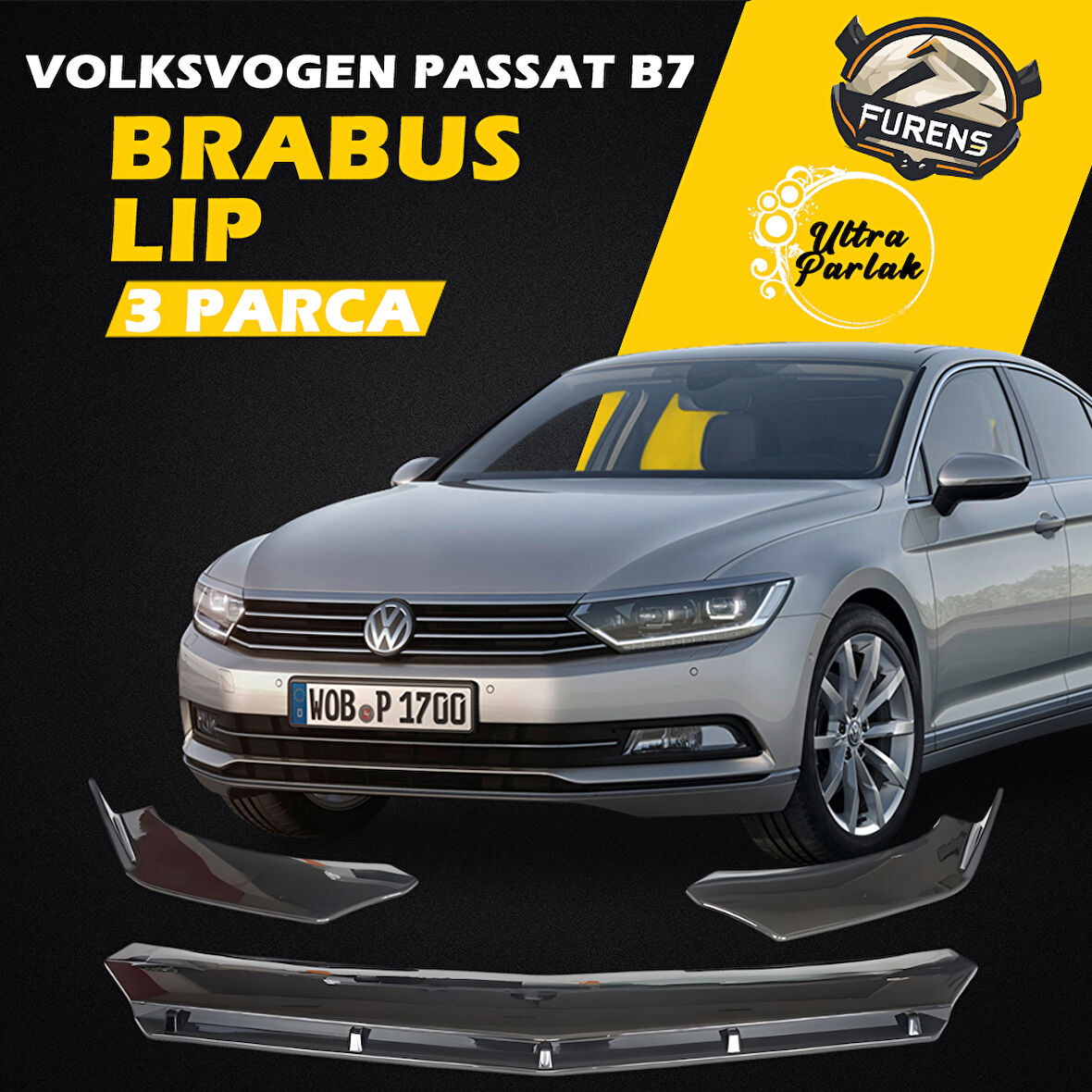 Vw Passat B7 Uyumlu Brabus Ön Lip 3 Parça Kanatlı Lip