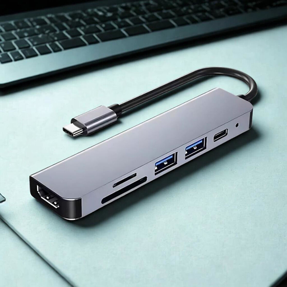 Coofbe 6in1 Type-C Dönüştürücü Hub 87W Type-C HDMİ USB3.0 Dönüştücü Çoğaltıcı Sd Tf Dönüştürücü Huv